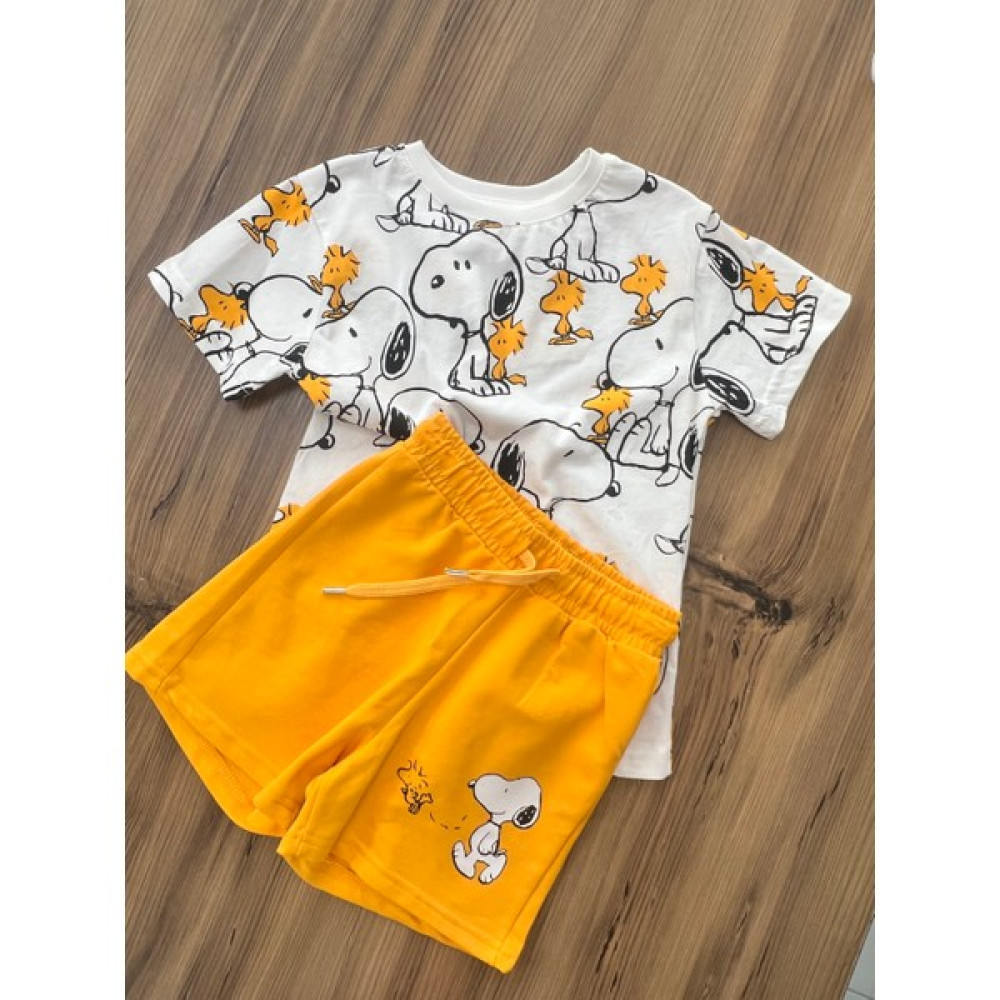 Orca Kids Fashion Snoopyy Sarı Şortlu Yazlık Takım Erkek Çocuk Giyim Takımı Fiyatı