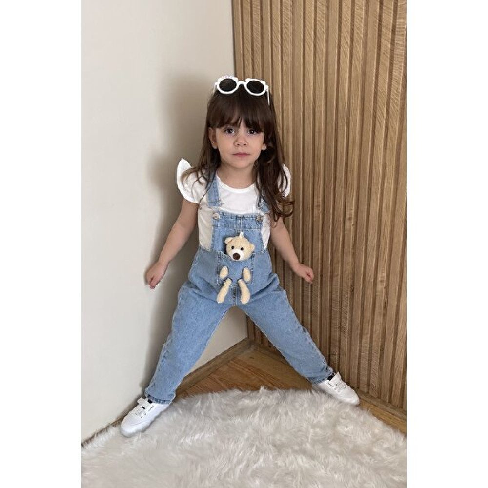 Orca Kids Fashion Unısex Ayıcıklı Salopet Buz Mavisi Kız Çocuk Tulum ve Salopet Fiyatı