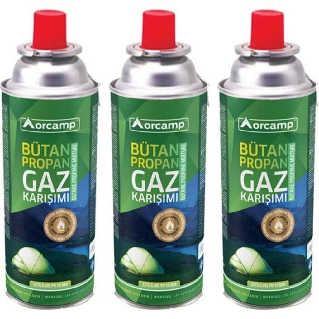 Orcamp Valfli Gaz Kartuşu 3'lü Set 227 gr - Renkli Kamp Mutfağı Fiyatı