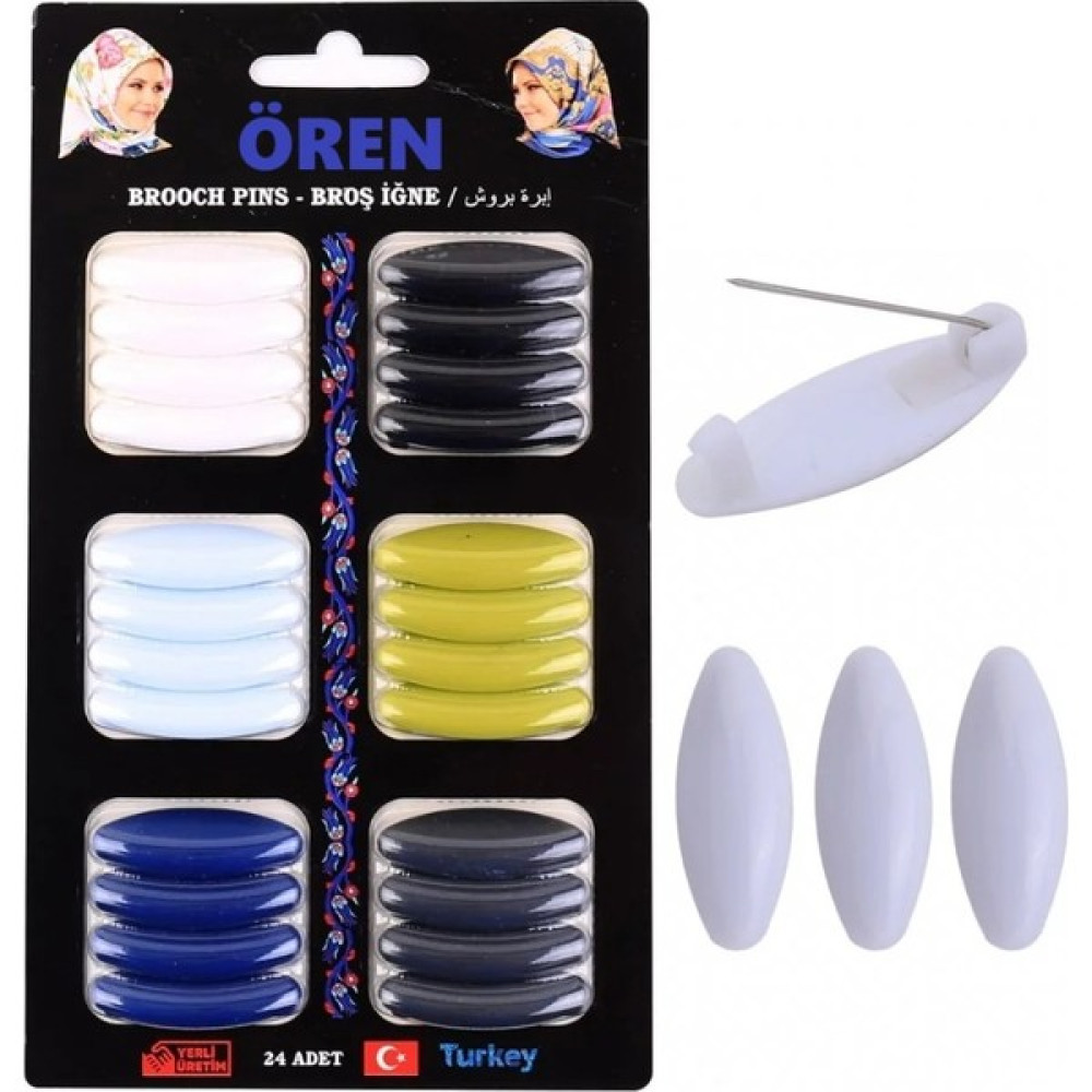 Oren Turkey Plastik Çengelli Eşarp ve Şal Iğnesi Karışık Renk ( 24 Adet ) Şal / Fular & Eşarp Fiyatı