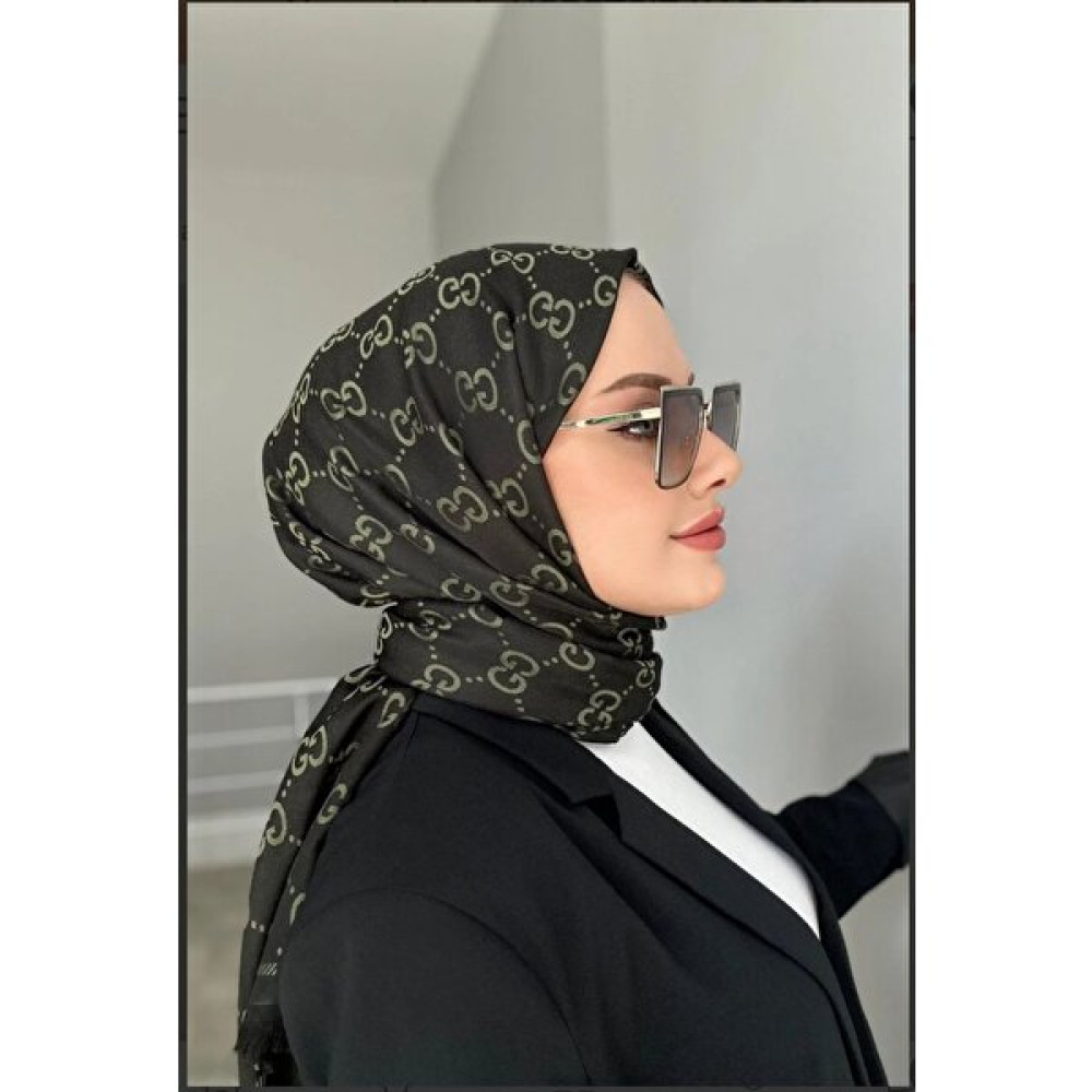 Organic Scarfs G Desenli Ipek Kaşmir Çift Taraflı Şal - Haki Şal / Fular & Eşarp Fiyatı