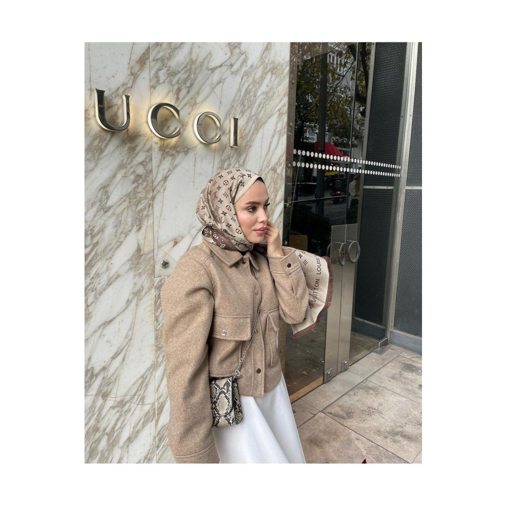 Organic Scarfs LV Marka Çift Taraflı Ipeksi Kaşmir Şal 90 x 200 Beden Şal Fiyatı