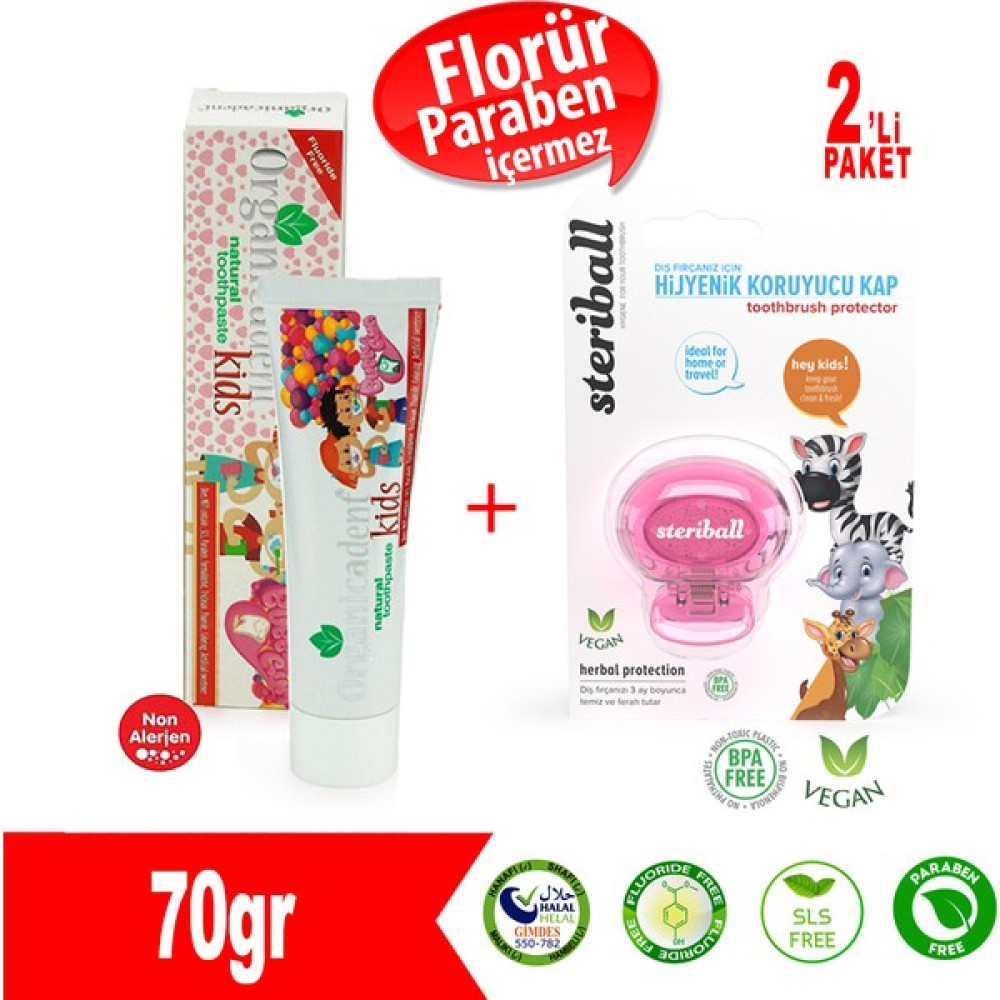 Organicadent Doğal Çocuk Diş Macunu + Steribal Fırça Kabı (Pembe) Diş Macunları Fiyatı