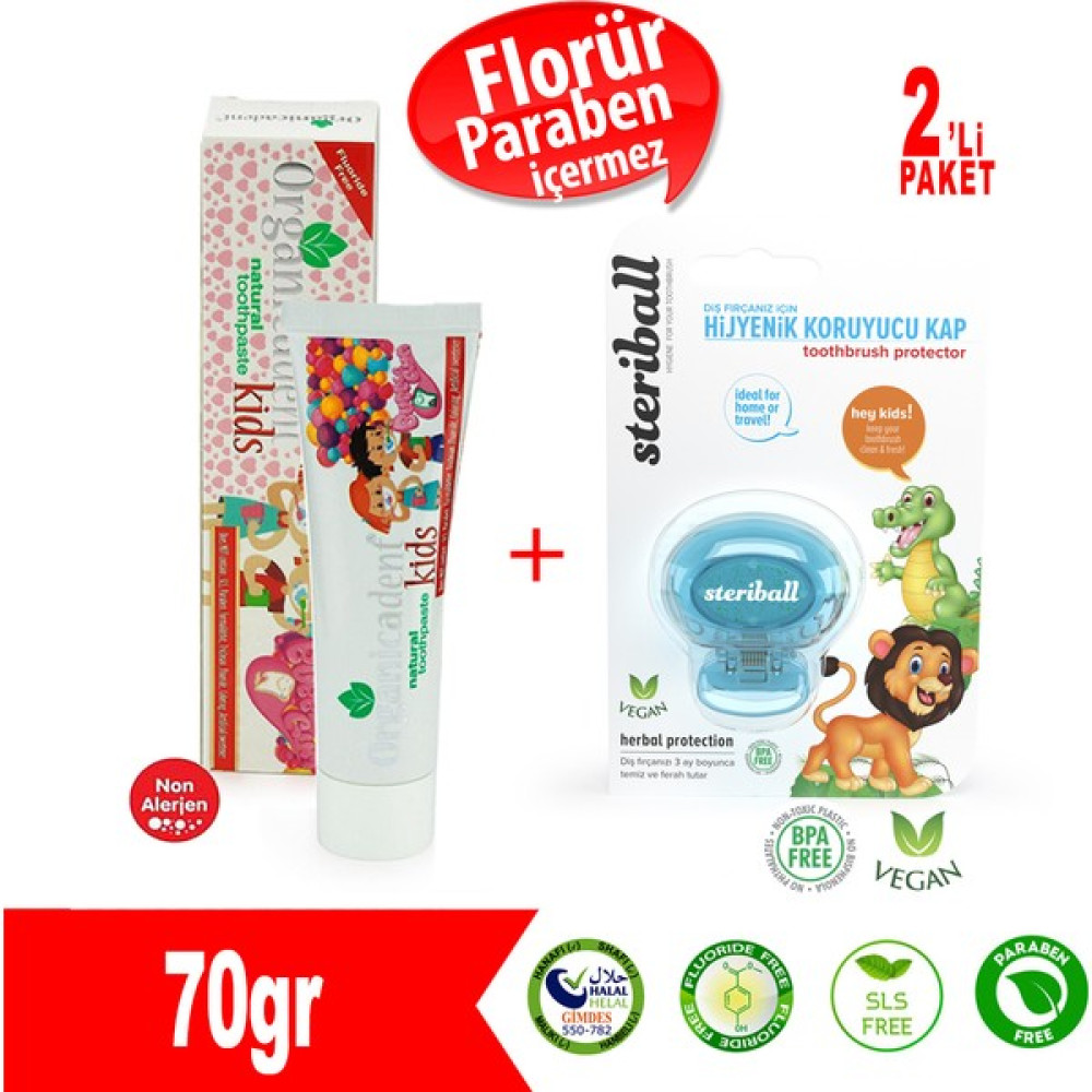 Organicadent Doğal Çocuk Diş Macunu + Streiball Fırça Kabı (Mavi) Diş Macunları Fiyatı