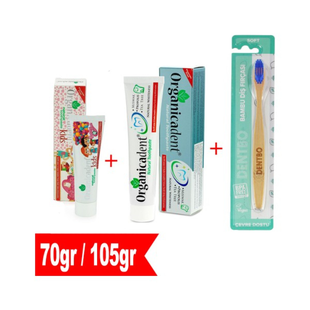 Organicadent Doğal Çocuk ve Yetişkin Diş Macunu + Dentbo Diş Fırçası Diş Macunları Fiyatı