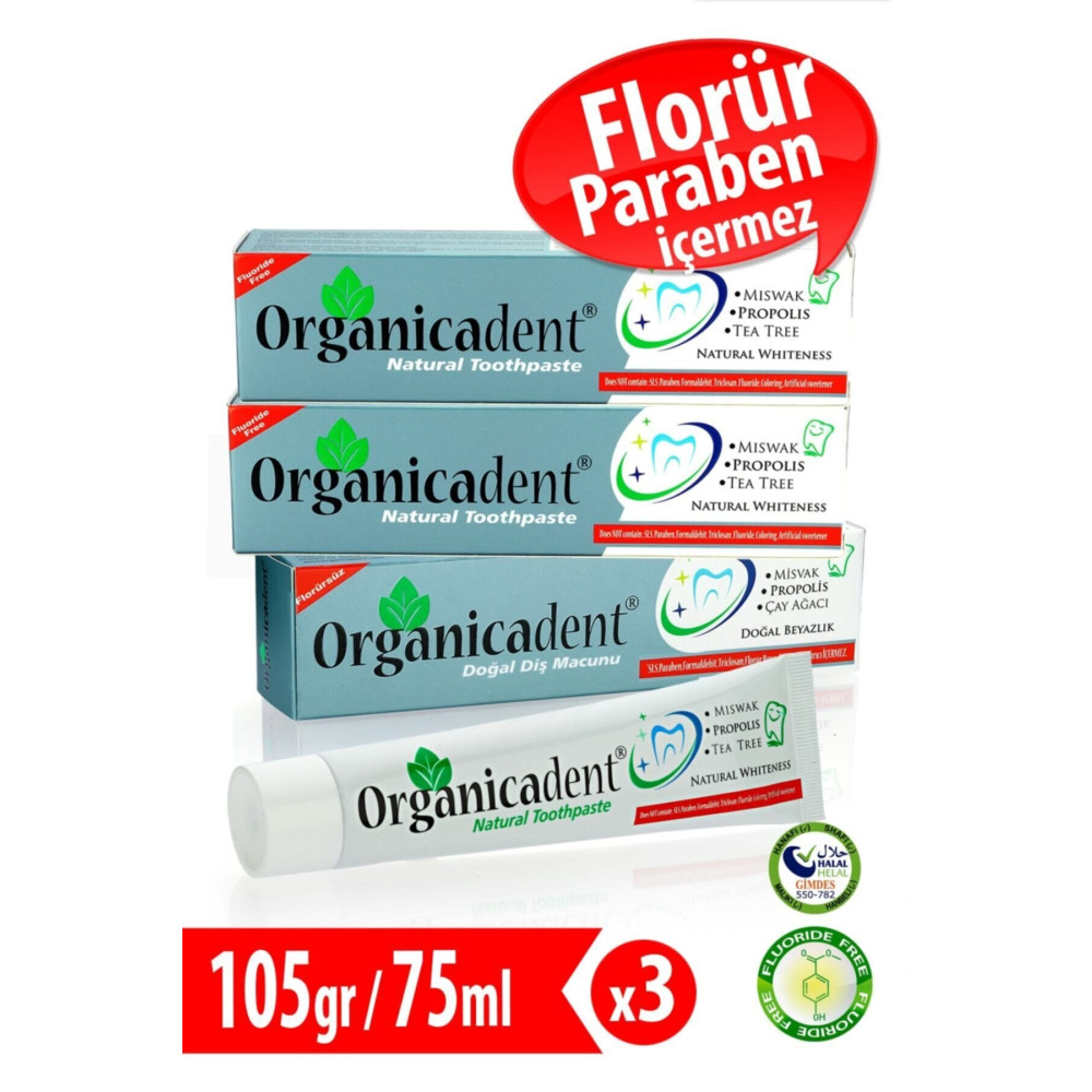 Organicadent Doğal Diş Macunu Florürsüz 75 Ml X 3 Aile Paketi Diş Macunları Fiyatı