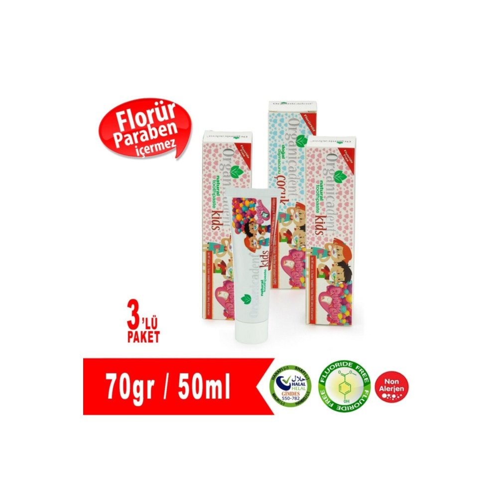 Organicadent Florürsüz Çocuk Diş Macunu 3lü Paket Diş Macunları Fiyatı