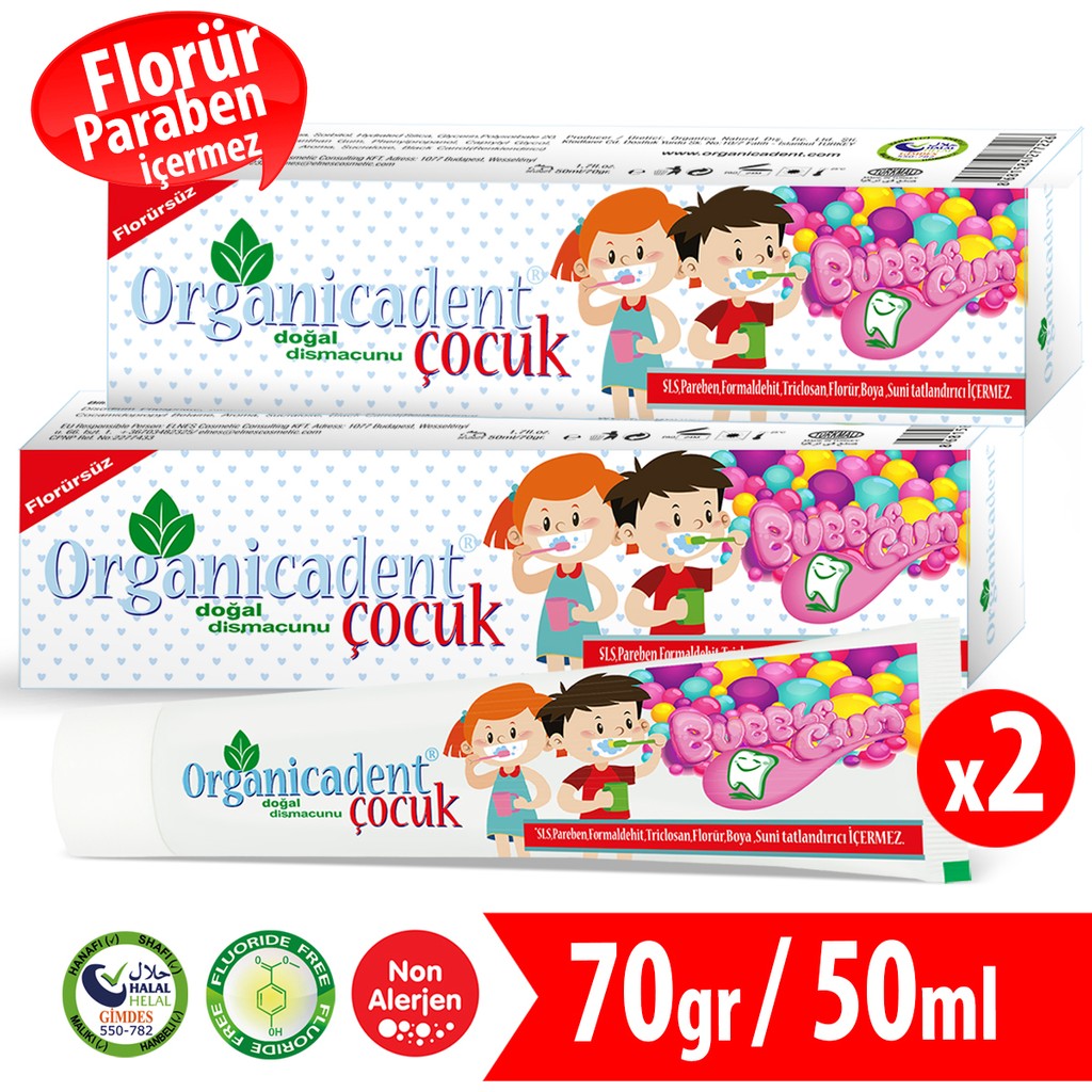 Organicadent Florürsüz Doğal Çocuk Diş Macunu 50 ml x 2 Vegan Özellikli Sağlıklı Temizlik Diş Macunları Fiyatı