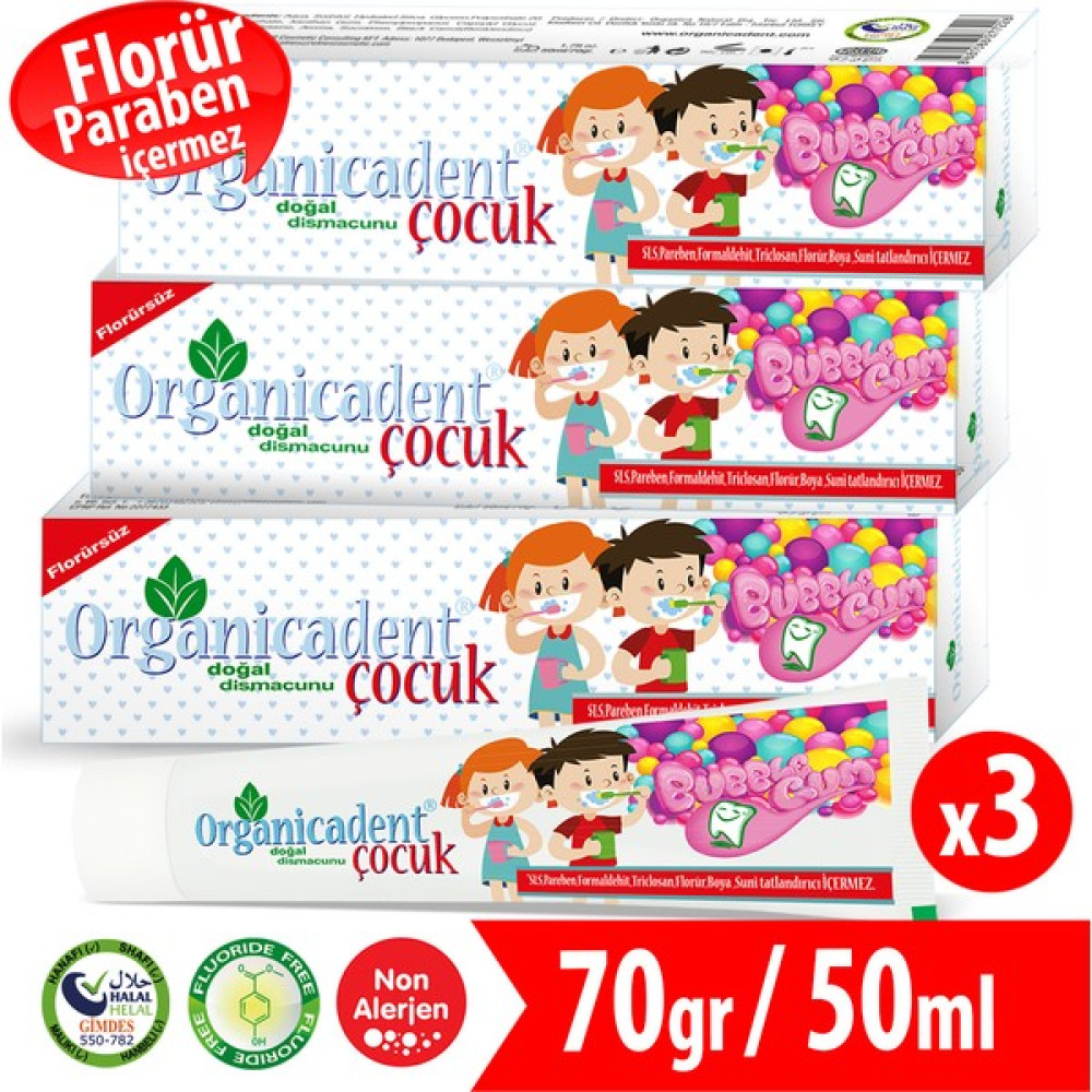 Organicadent Florürsüz Doğal Çocuk Diş Macunu 50 ml x 3 Diş Macunları Fiyatı