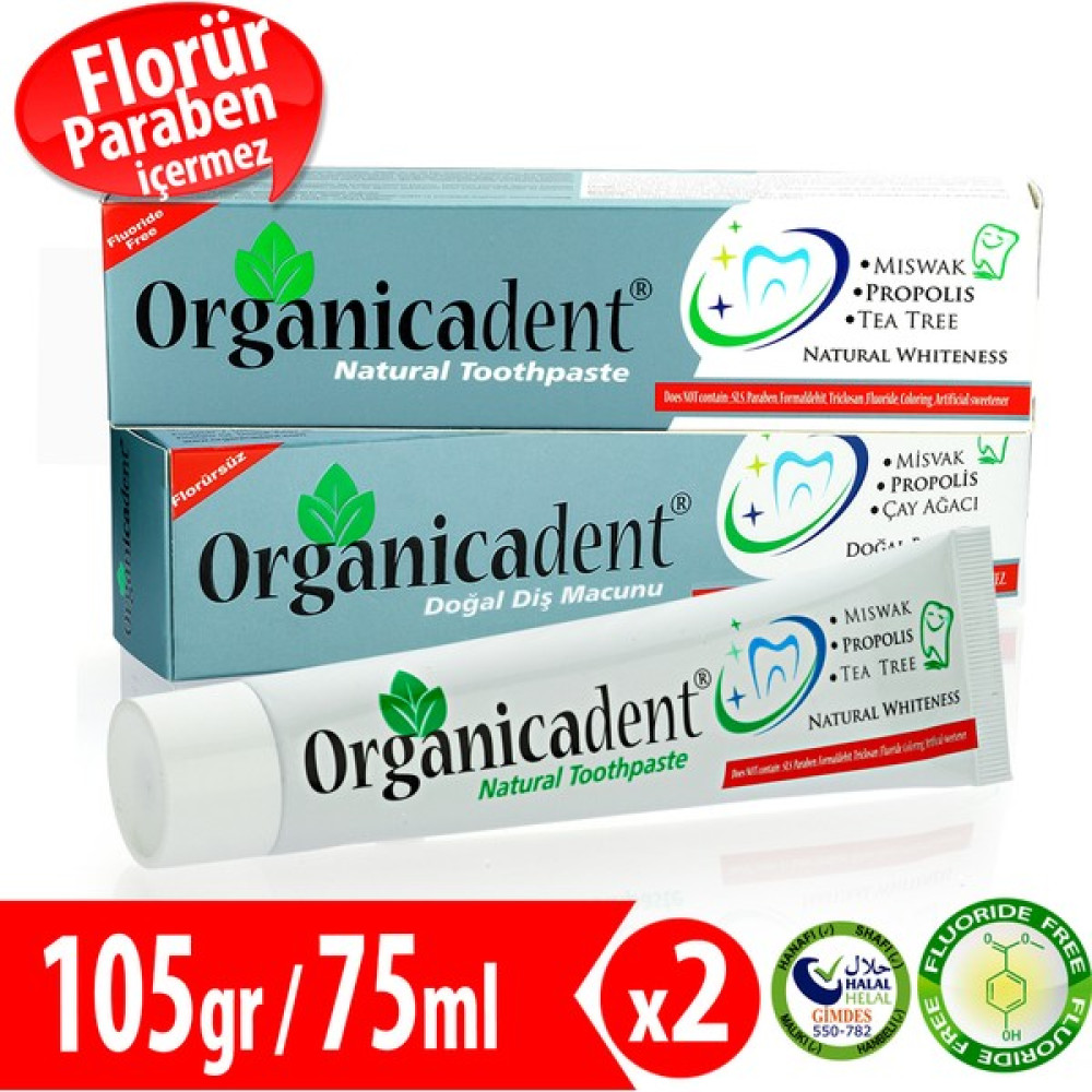 Organicadent Florürsüz Doğal Diş Macunu 75 ml 2li aile paketi Diş Macunları Fiyatı