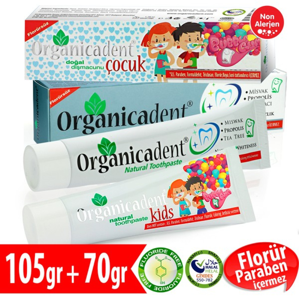 Organicadent Florürsüz Doğal Diş Macunu 75ml + 50 ml Çocuk Diş Macunu Aile Paketi Diş Macunları Fiyatı
