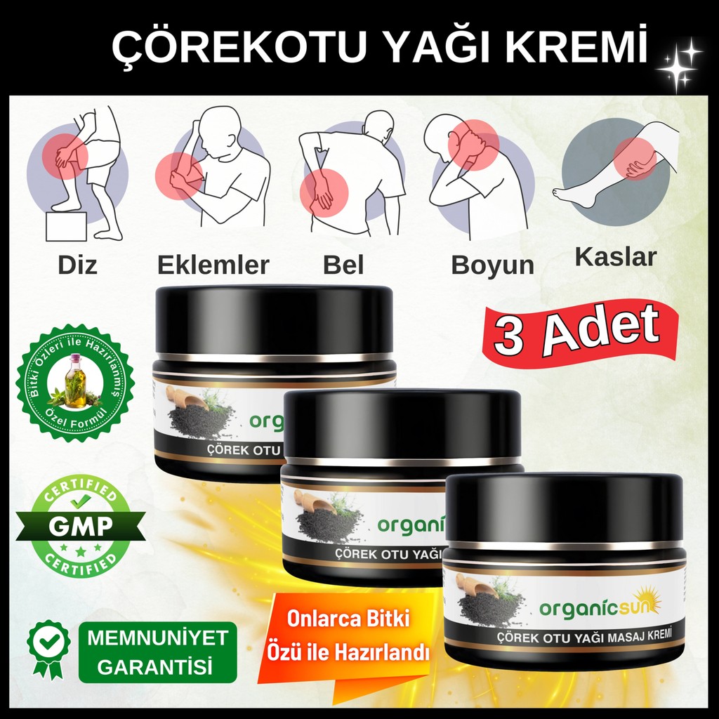Organicsun Çörek Otu Yağlı Masaj Kremi 100 ml x 3 Adet Diğer Fiyatı