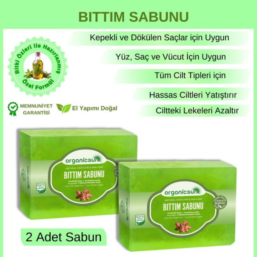 Organicsun Doğal Bıttım Sabunu 140 gr x 2 Adet Saç Dökülmesine Karşı Tüm Saç ve Cilt Tipleri Için Oto Boyaları Fiyatı
