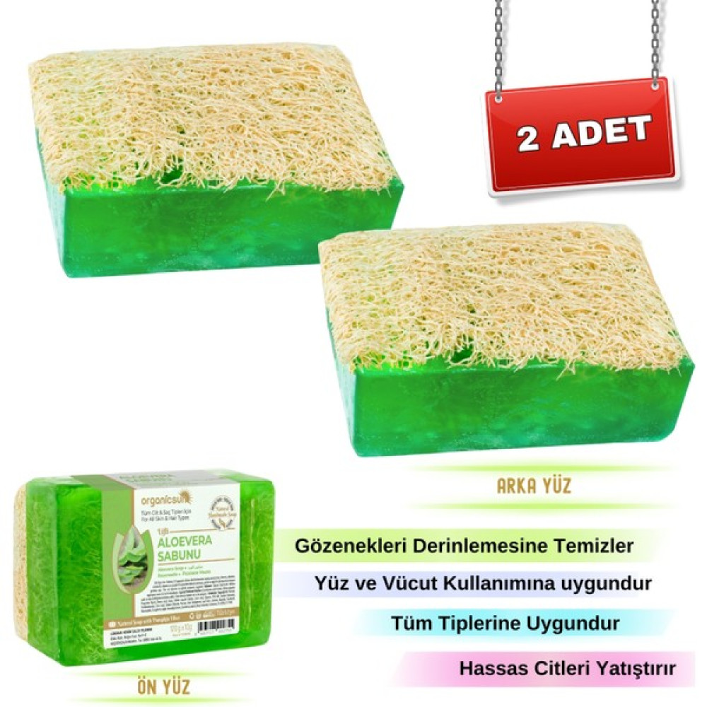 Organicsun Doğal Kabak Lifli Aloe Vera Sabunu 120 gr x 2 Adet Tüm Cilt Tipleri Için B ve E Vitaminli Oto Boyaları Fiyatı