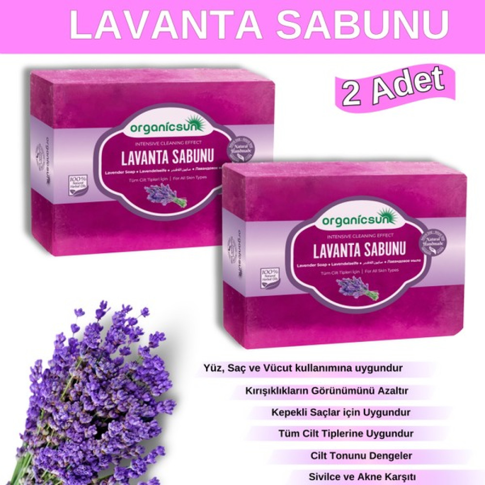 Organicsun Doğal Lavanta Sabunu 140 gr x 2 Adet Tüm Cilt Tipleri Için Onarıcı Besleyici Natural Oto Boyaları Fiyatı