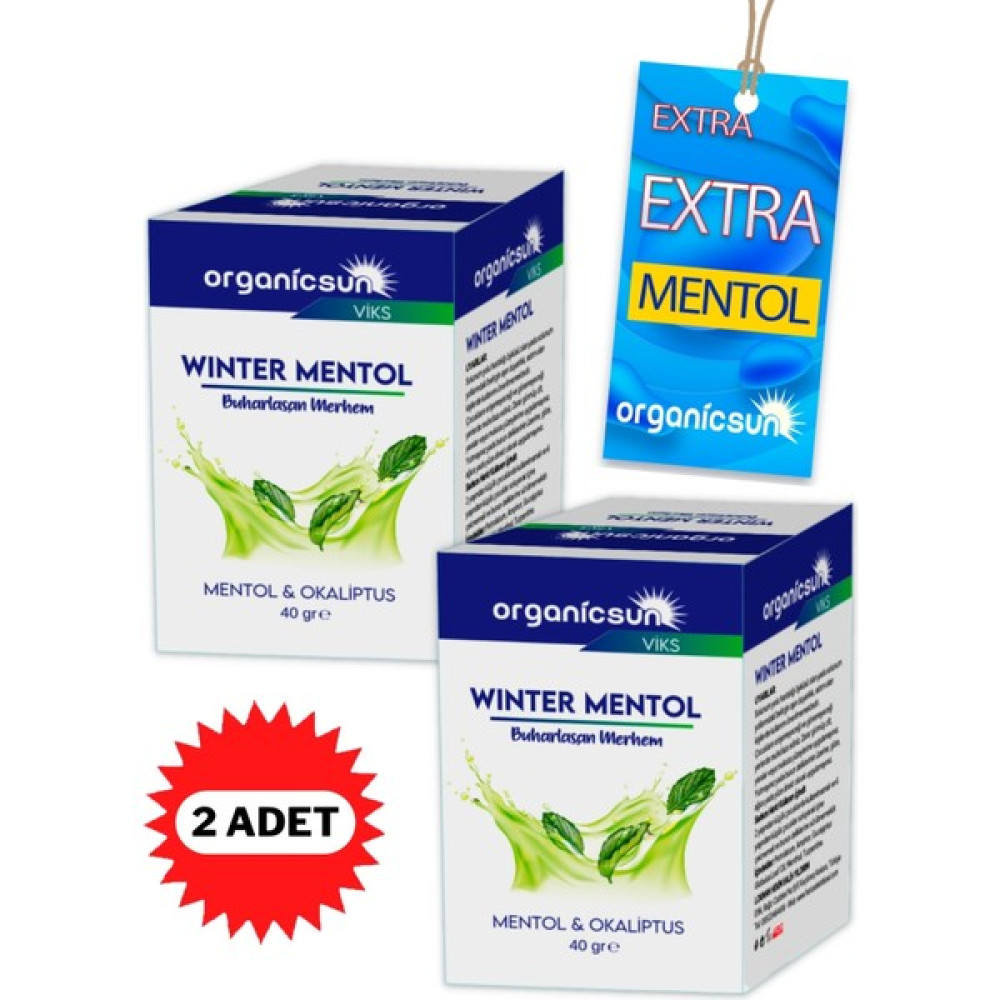 Organicsun Winter Mentol Buharlaşan Merhem Viks Vicks Vikis Mentol ve Okaliptus 40 gr x 2 Adet Nemlendiriciler Fiyatı