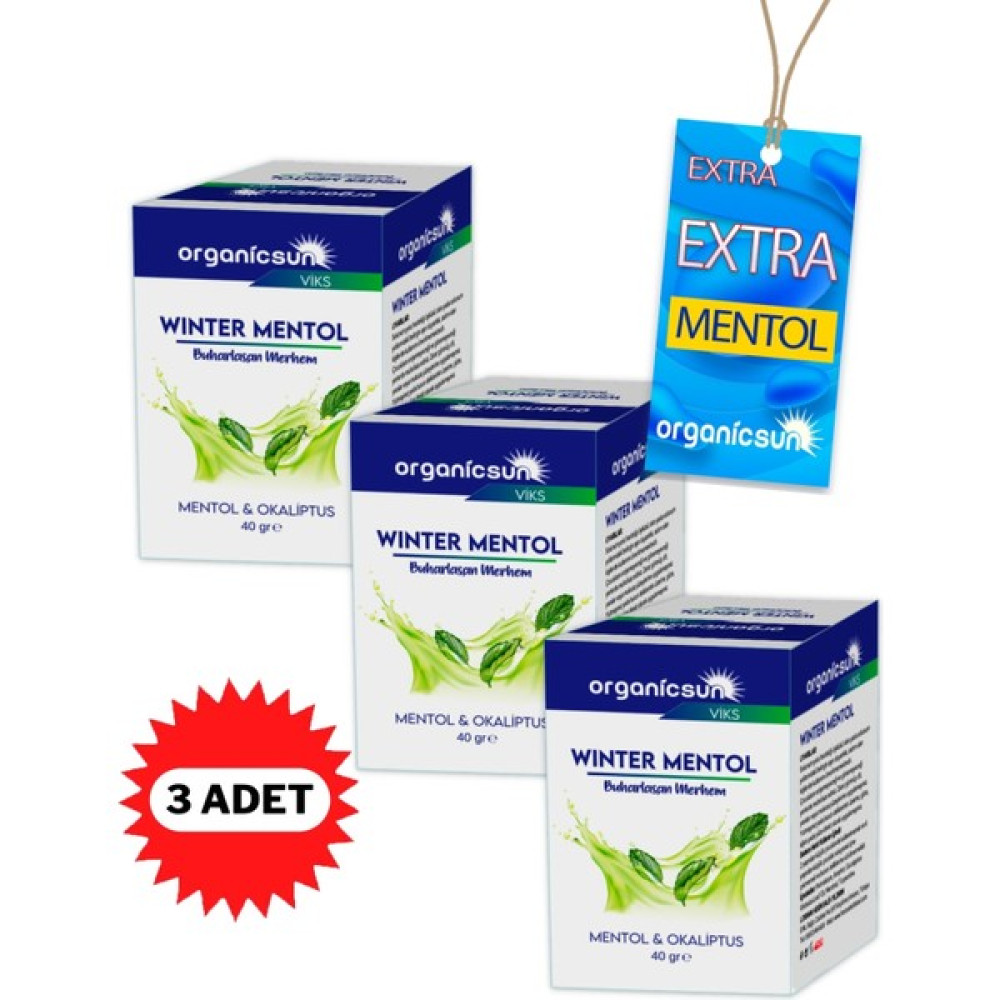 Organicsun Winter Mentol Buharlaşan Merhem Viks Vicks Vikis Mentol ve Okaliptus 40 Grx 3 Adet Nemlendiriciler Fiyatı