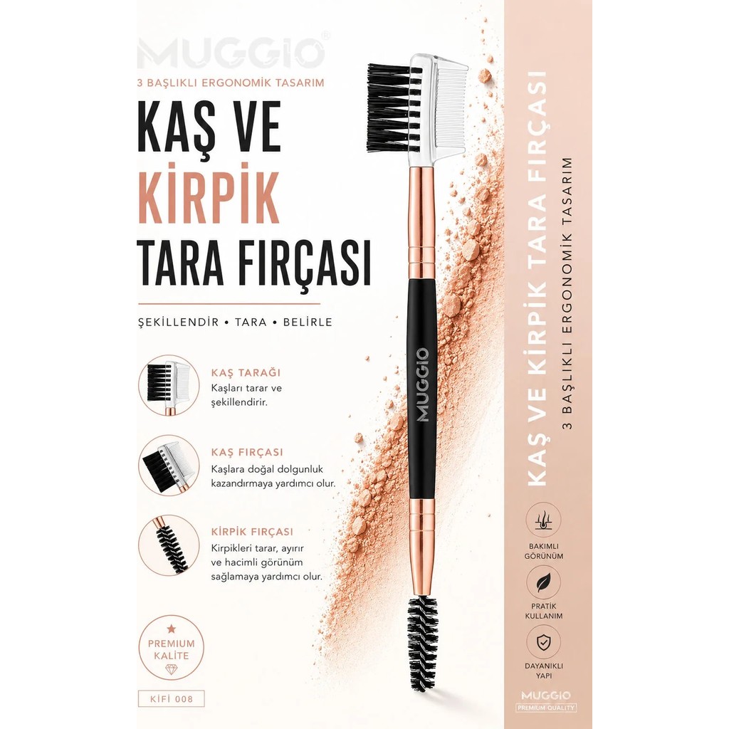 Organiflex Kifi 008 Premium Kaş ve Kirpik Tarama Fırçası 3 Başlıklı Diğer Fiyatı