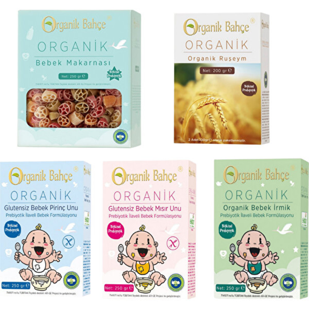 Organik Bahçe - Bebek Ek Gıda Paketi Pirinç Unu + Mısır Unu + Bebek Irmik + Ruşeym + Bebek Makarnası Bebek Beslenme Gereçleri Fiyatı