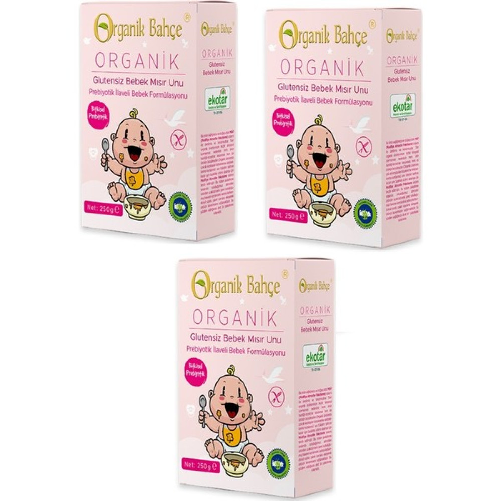 Organik Bahçe Organik Bebek Ek Gıda Alerjen Seti +6 Ay Glutensiz Mısır Unu Seti 3 Kutu x 250 gr 750 gr Bebek Mamaları Fiyatı