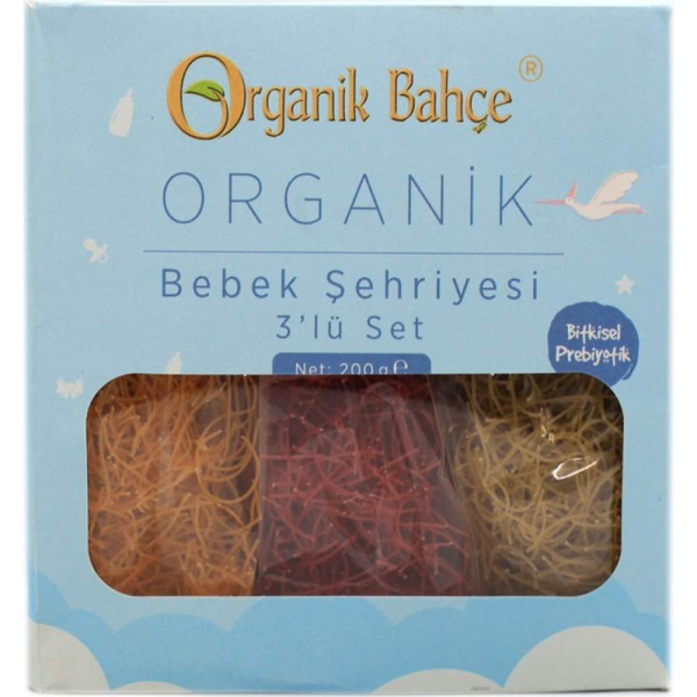 Organik Bahçe Organik Sebzeli Bebek Tel Şehriye 3’lü Set 200 G Bebek Mamaları Fiyatı
