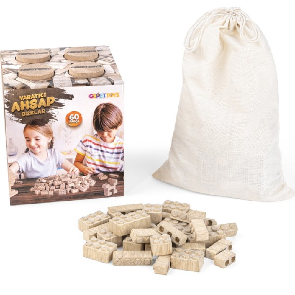 Organik Doğal Ahşap 60 Parça Eğitici Ahşap Yapı Blokları Legolar ( Yapım Oyuncakları ) Fiyatı