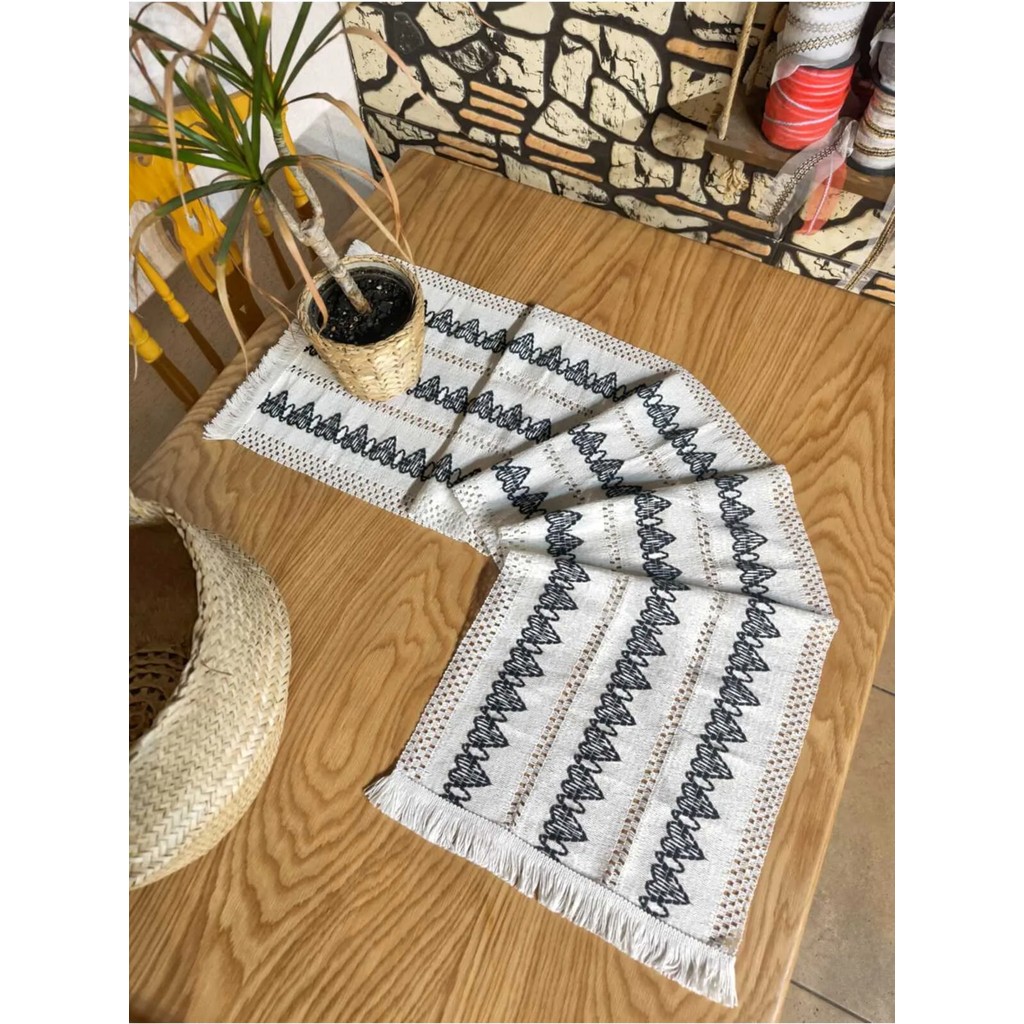 Organik Pamuk Dantel Runner Kilimli Desen 150X35 - Siyah - Ekru - 35 x 145 cm SSD / Solid State Drive Fiyatı