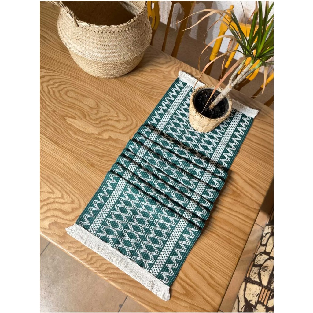 Organik Pamuk Dantel Runner Kilimli Desen 150X35 - Yeşil - Ekru - 35 x 150 cm SSD / Solid State Drive Fiyatı