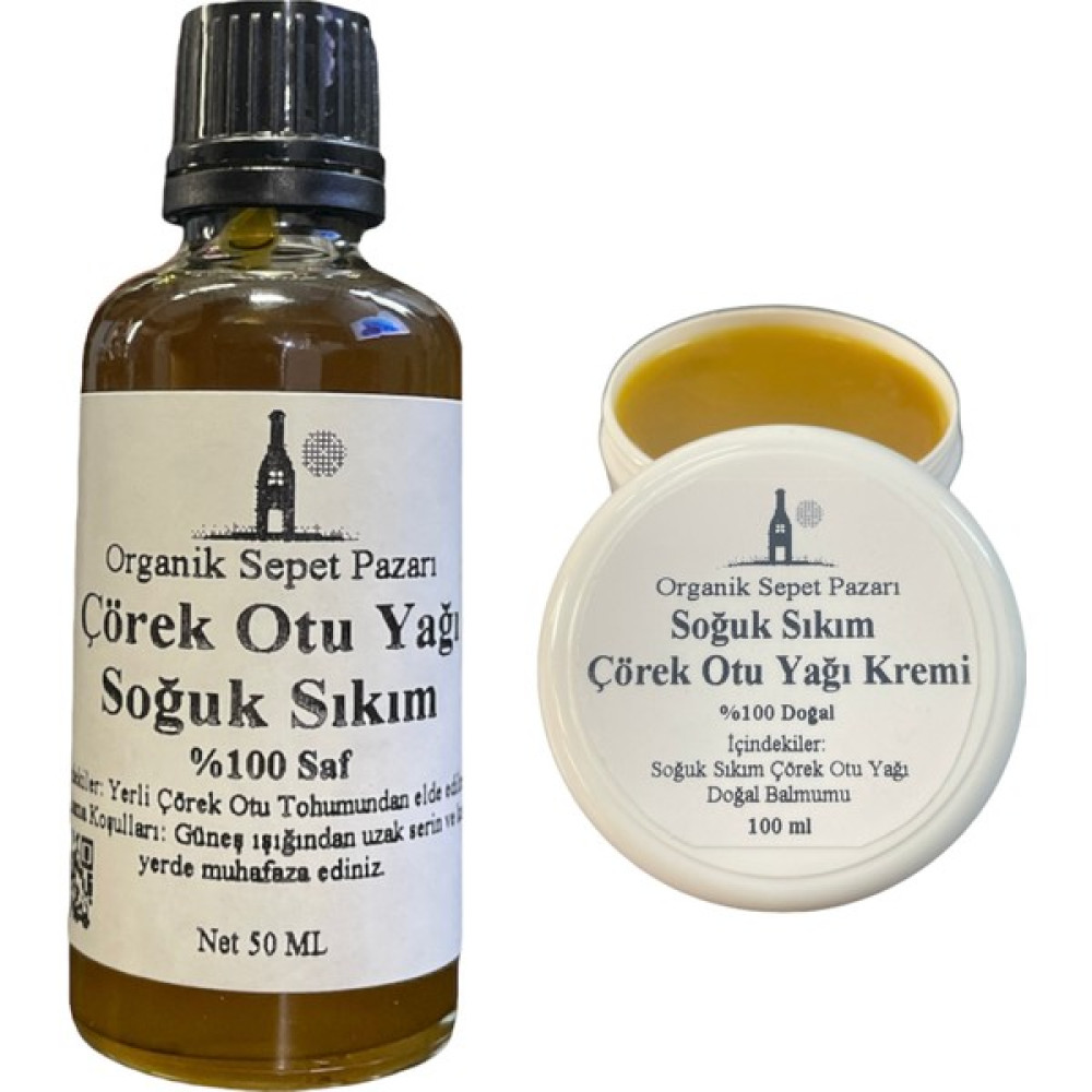 Organik Sepet Pazarı Çörek Otu Yağı 50 ml ve Çörek Otu Kremi 100 ml 2'li Set Nemlendiriciler Fiyatı