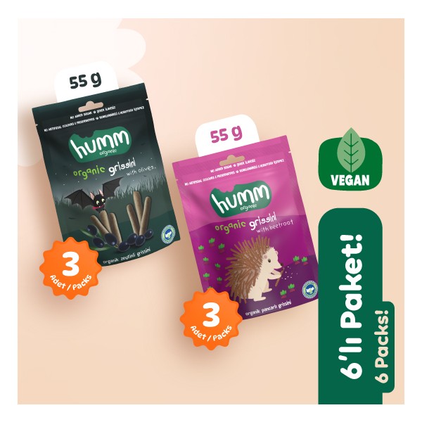Organik Vegan Tuzlu Grissini Atıştırmalık Paketi - 6 Adet (2 Çeşit) Unlu Mamüller Fiyatı