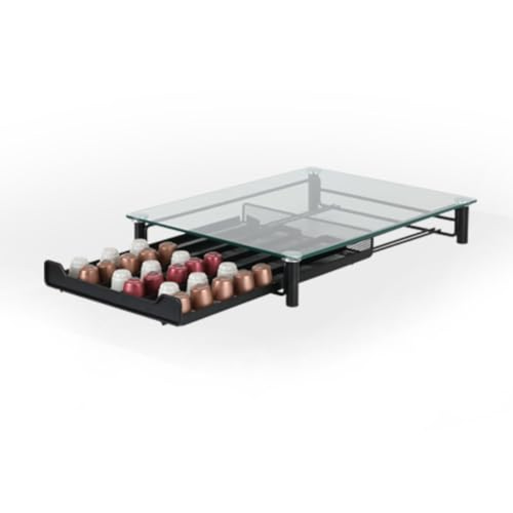 Organizer for Coffee Capsules Tempered glass Capsule Holder drawer, large or small, Holds up to 60 Capsules
