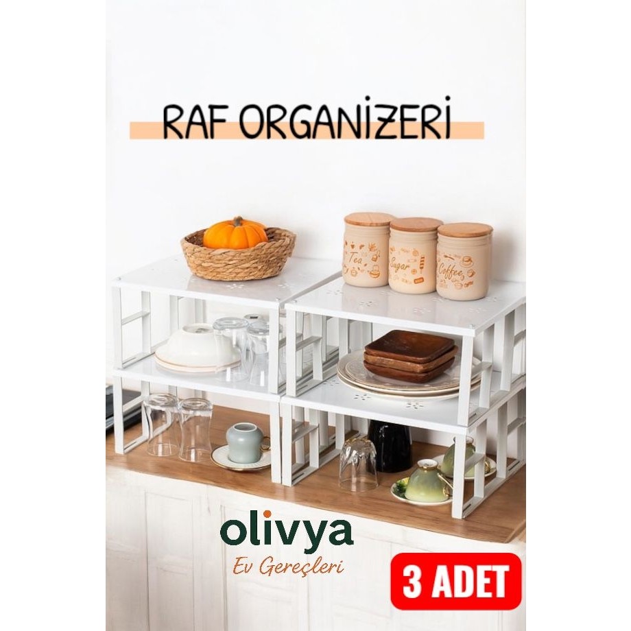 Organizers Raf Düzenleyici Dolap Içi Düzenleyici Raf Tabak Bardak Rafı Raf Yükseltici - 3 Adet Fincan / Bardak / Kahve Takımı Fiyatı
