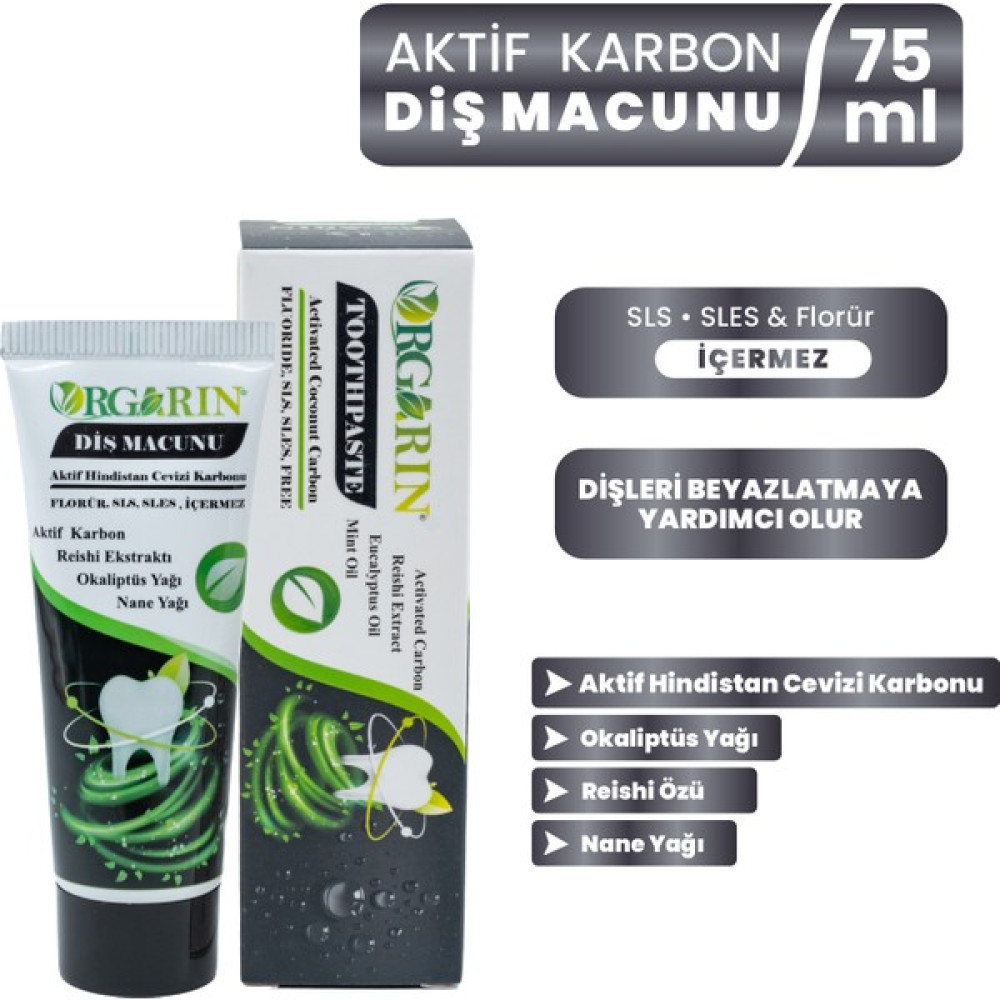 Orgarin Aktif Karbonlu Florürsüz Diş Macunu Diş Macunları Fiyatı