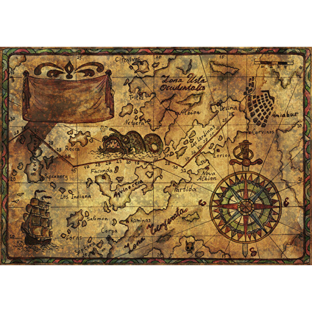 Orhun Store Old Map 3D Poster - 3 Boyutlu Tek Parça Duvar Kağıdı - 250 x 175 - Renkli Poster Fiyatı