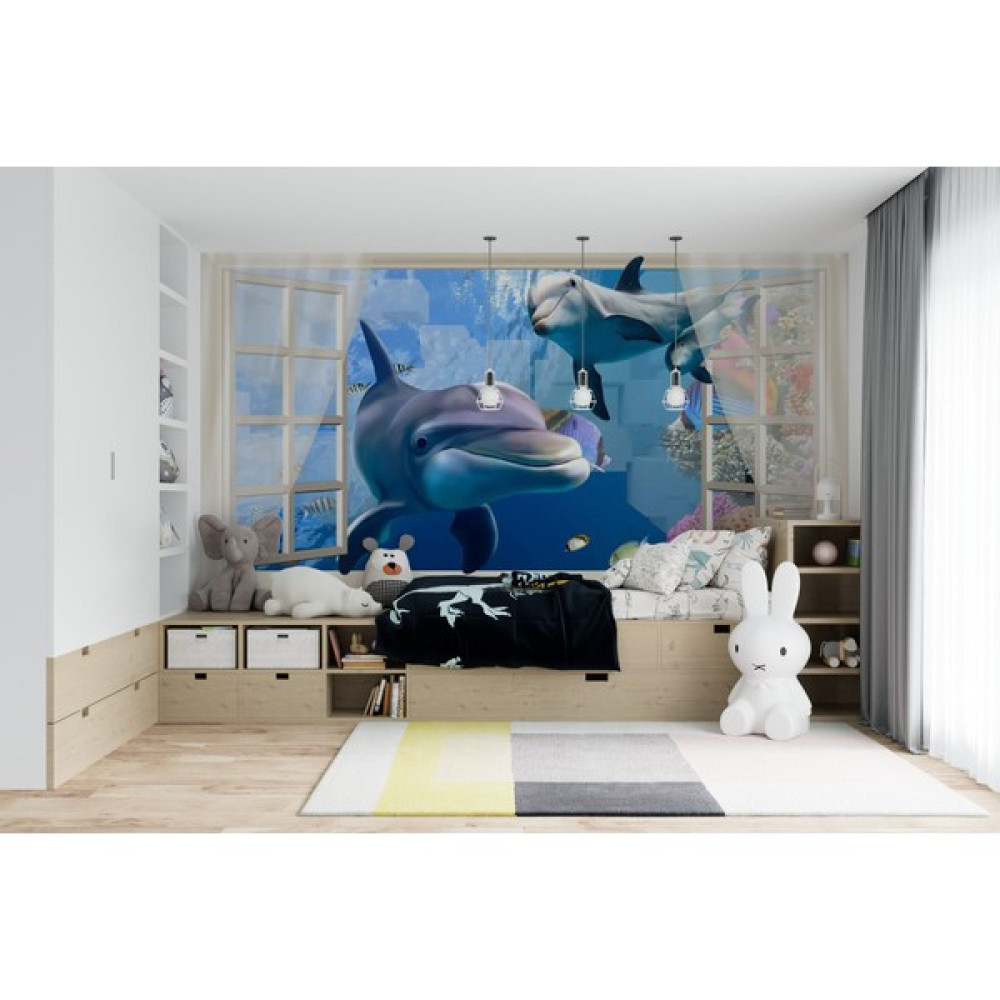 Orhun Store Yunuslar 3D Poster - 3 Boyutlu Tek Parça Duvar Kağıdı - 250 x 150 - Renkli Poster Fiyatı