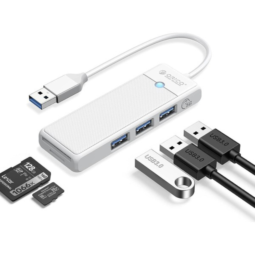 Orico USB 3.0 To 3.0 Tf Sd Kart Okuyucu 3 Portlu USB 3.0 Çoklayıcı Adaptör Beyaz Seri & Paralel Kablo Fiyatı