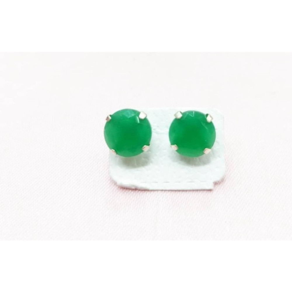 Oriental Gümüş Zümrüt Küpe - 8 mm - Yeşil Gümüş Küpe Fiyatı