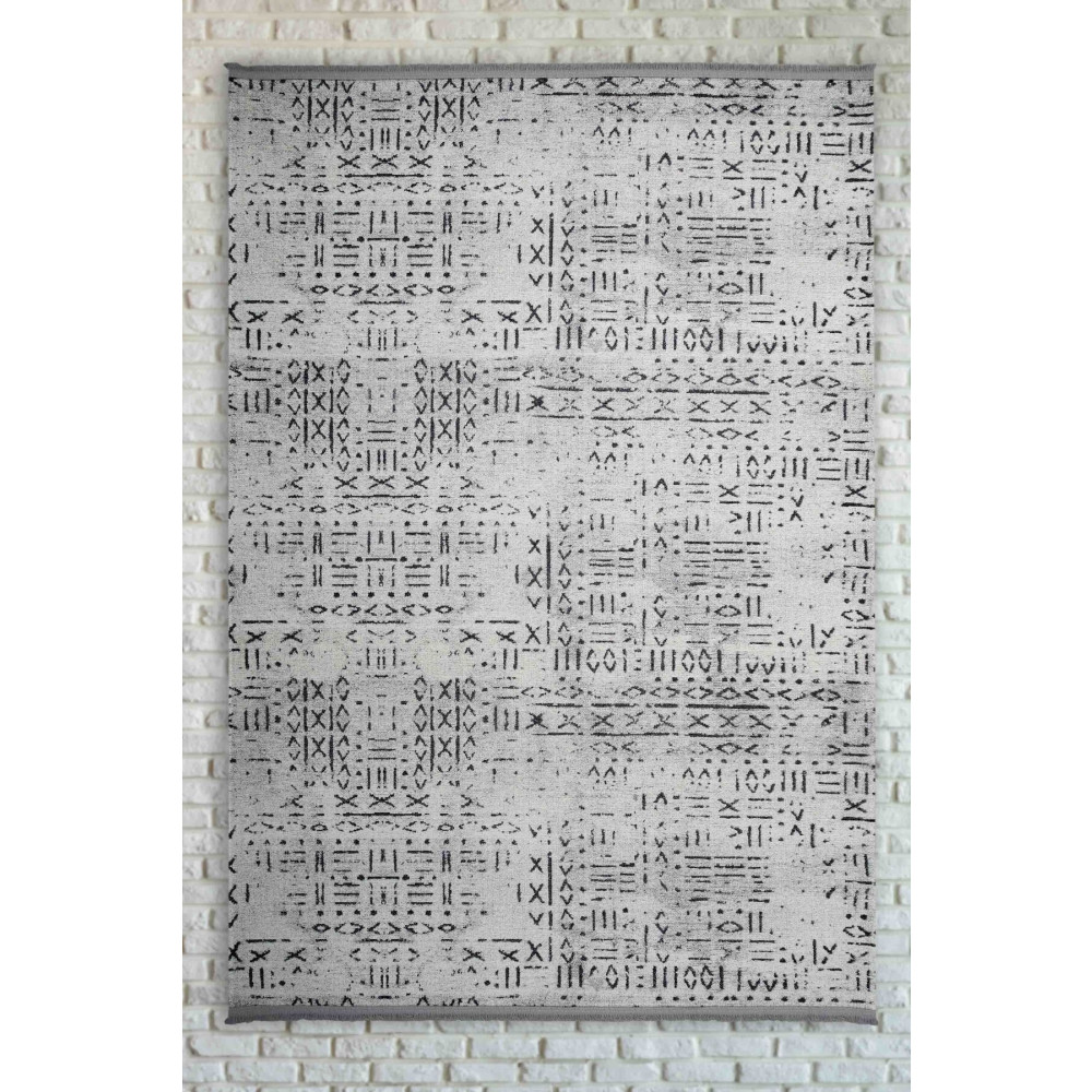 Oriente Home İskandinav Desenli Açık Gri Siyah Yıkanabilir Kaymaz Taban Şönil Makina Halısı 7806 200 x 450 Beden Kilim Fiyatı