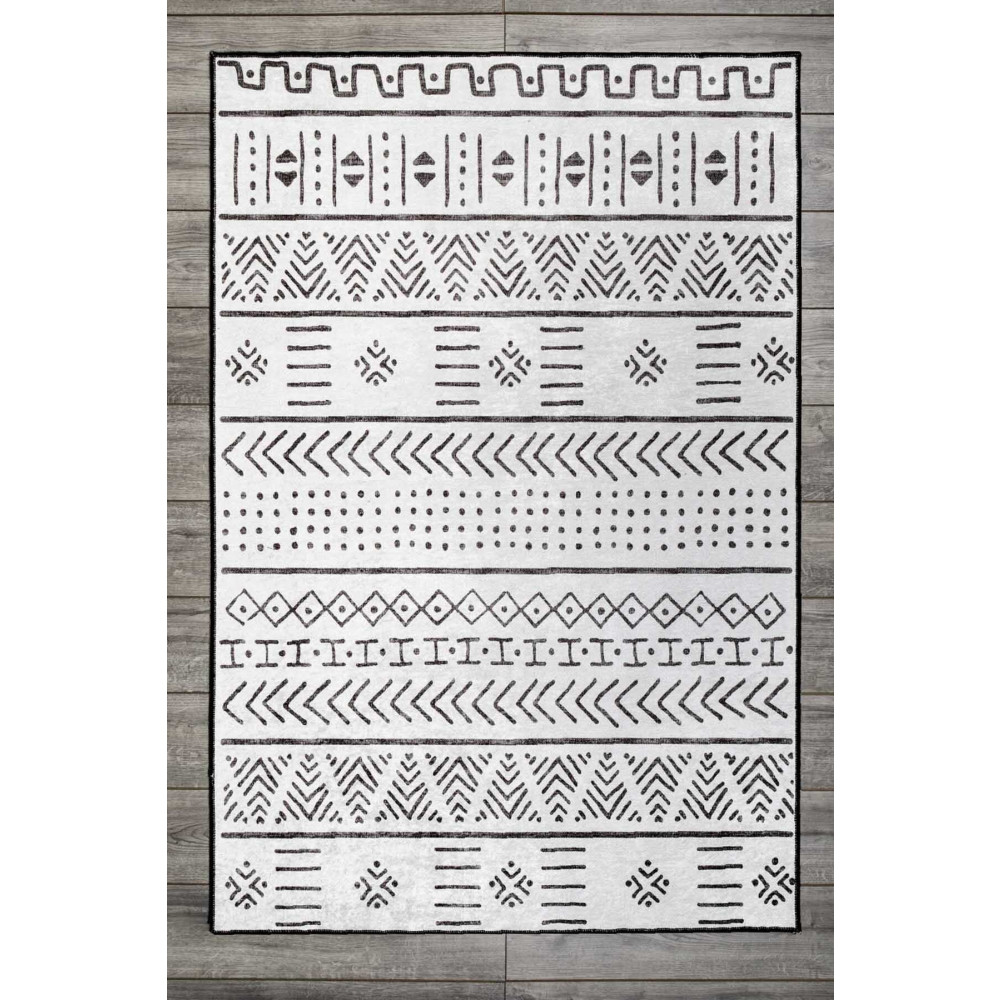 Oriente Home Iskandinav Desenli Siyah Beyaz Halı Yıkanabilir Kadife Kaymaz Taban Halı 80 x 150 Beden Kilim Fiyatı