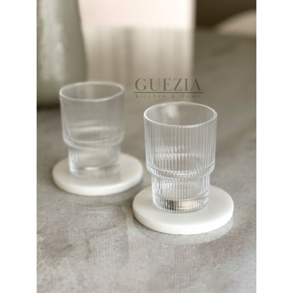 Origami Çizgi Desen Cam Bardak 190 ml | Kahve Sunum Bardağı - 2 ADET Fincan / Bardak / Kahve Takımı Fiyatı