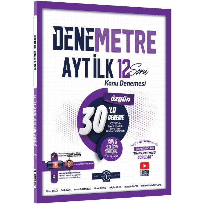 Orijinal Yayınları AYT Denemetre İlk 12 Konu Denemesi Üniversite Hazırlık Sınavı İçin Matematik Fiyatı