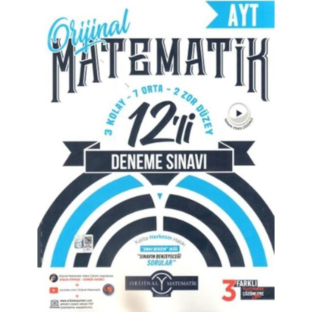 Orijinal Yayınları Ayt Matematik 12 Li Deneme Sınavı Temel Yeterlilik Testi (TYT) Fiyatı