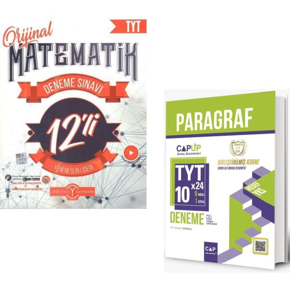 Orijinal Yayınları Orijinal ve Çap Yayınları TYT Matematik ve Paragraf 2'li Deneme Sınavı Seti Temel Yeterlilik Testi (TYT) Fiyatı