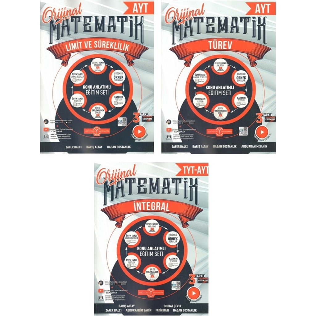 Orijinal Yayınları TYT AYT Integral + AYT Limit ve Süreklilik + AYT Türev Konu Anlatımı 3'Lü Set Matematik Fiyatı