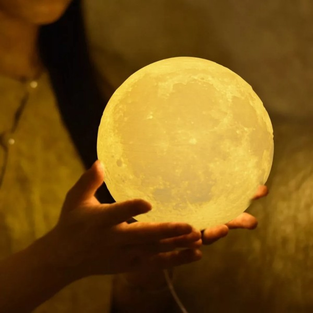 Orijinaldükkan 2 Renkli Ay Gece Lambası 15 cm Pilli Led Işıklı Moonlight Aydınlatma - Beyaz Gece Lambası Fiyatı