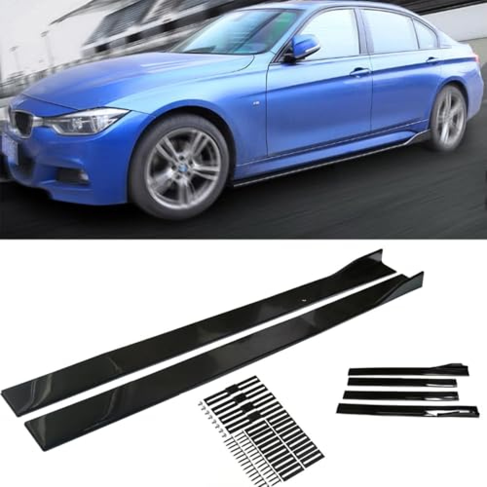 ORIVIN Universal Car Side Skirt Upgrade Three-Section 78.7" Car Rocker Panels Side Skirt Body Kit Extended Split Lip,2pcs,Black