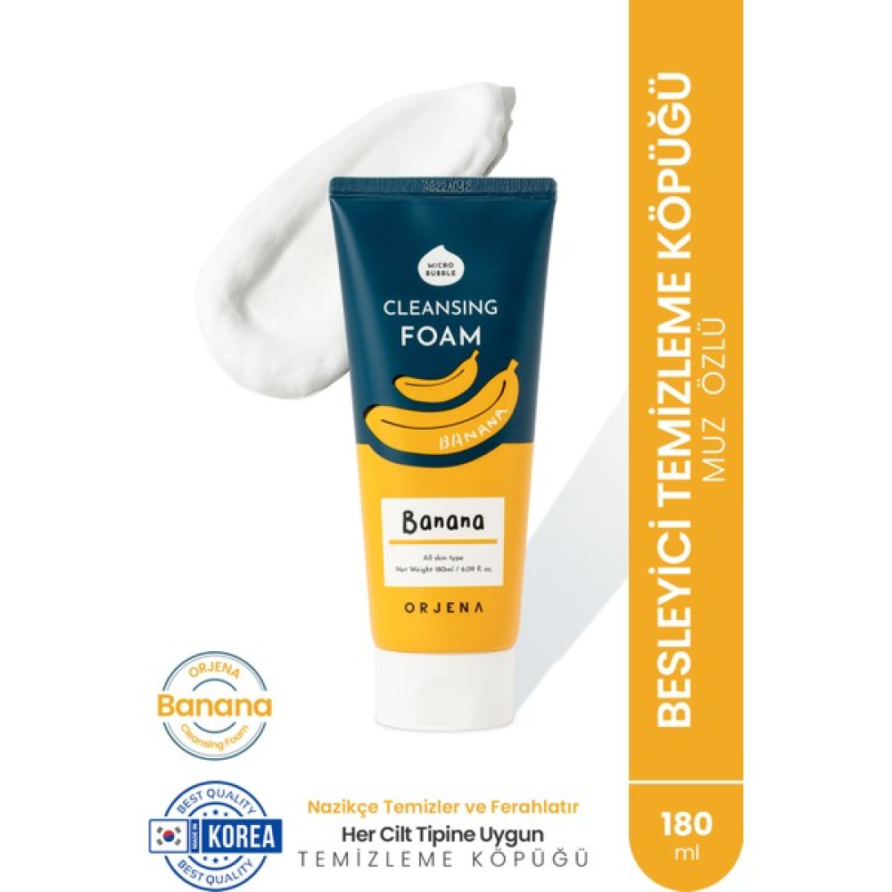 Orjena Smile Day Cleasing Foam Banana-Muz Özlü Besleyici Temizleme Köpüğü-180ml Cilt Temizleme ve Peeling Fiyatı