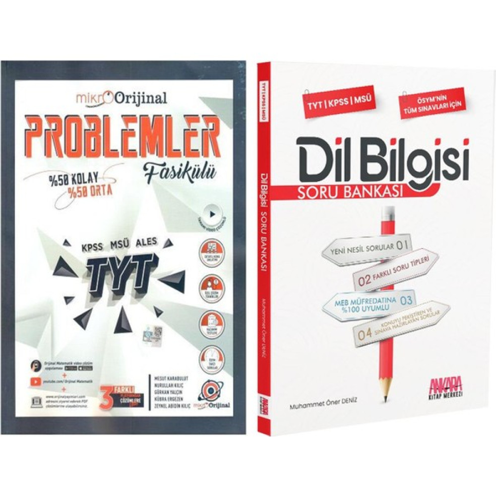 Orjinal Mikro TYT Problemler ve Dil Bilgisi Soru Bankası Seti 2 Kitap Temel Yeterlilik Testi (TYT) Fiyatı