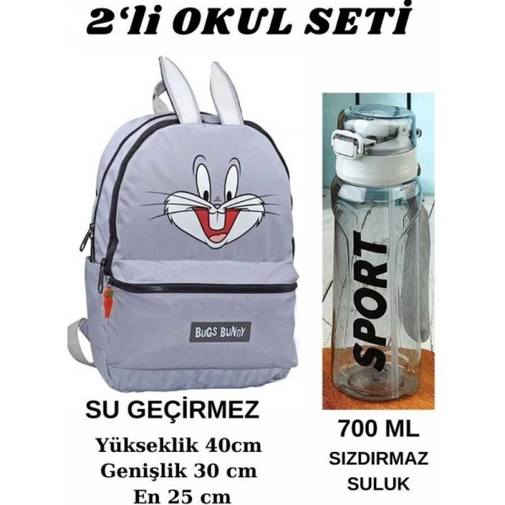 Orjinal Optizon 2'li Okul Seti - Kulaklı Bugs Bunny Çanta - KULAKLI BUGS BUNNY Okul Çantası Fiyatı