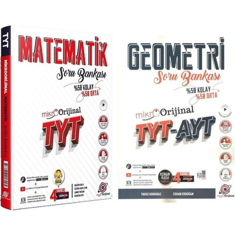 Orjinal Yayınları TYT Mikro Matematik ve Geometri Soru Bankası Seti 2 Kitap Temel Yeterlilik Testi (TYT) Fiyatı